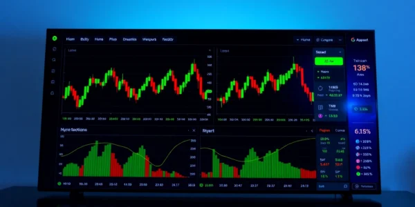 Highlighting the aicoin下载 process with a user easily downloading a secure, feature-rich crypto platform on devices, showcasing various phones and desktops, for seamless market analysis and alerts.