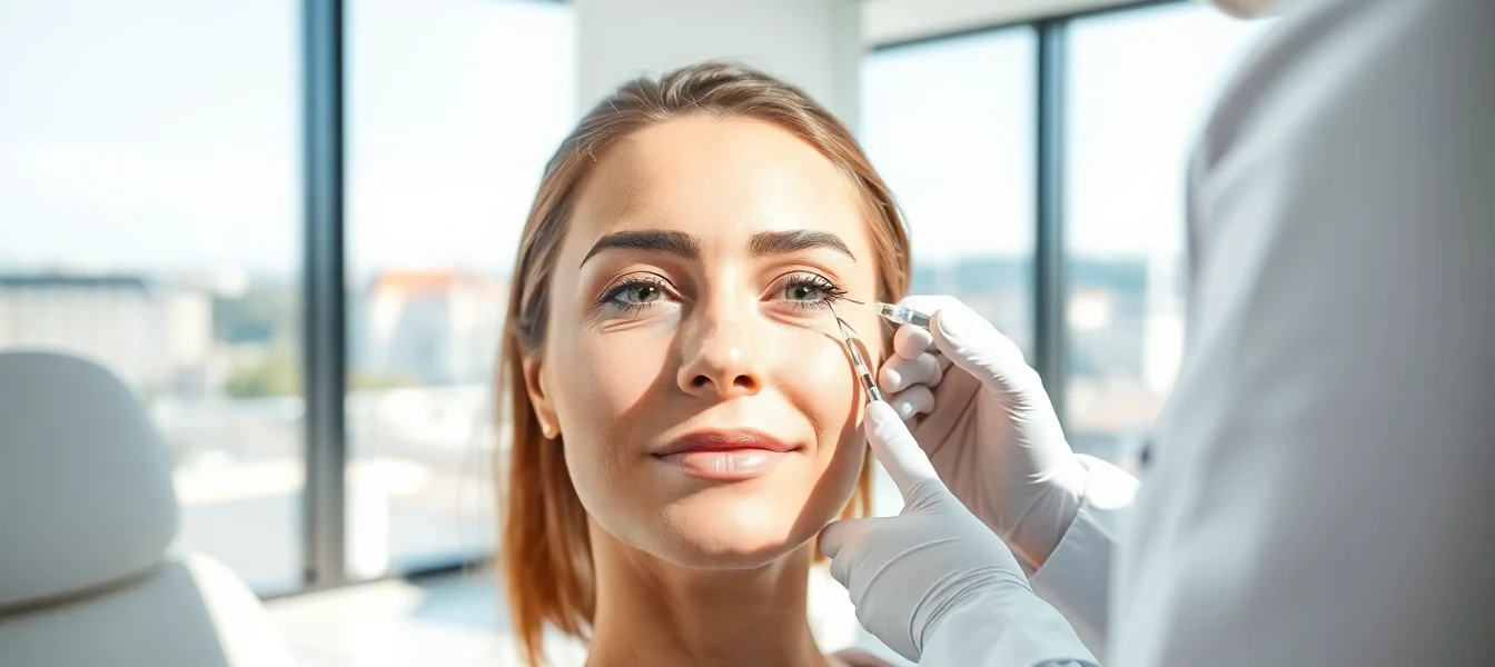 Moderne ästhetische Klinik in Zürich mit Arzt, der eine Botox-Behandlung durchführt