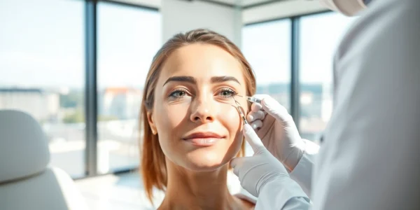 Moderne ästhetische Klinik in Zürich mit Arzt, der eine Botox-Behandlung durchführt