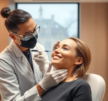 Botox Zürich: Experienced specialist administers facial injections in modern Zurich clinic setting for natural beauty enhancement.