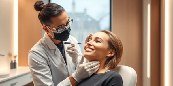 Botox Zürich: Experienced specialist administers facial injections in modern Zurich clinic setting for natural beauty enhancement.