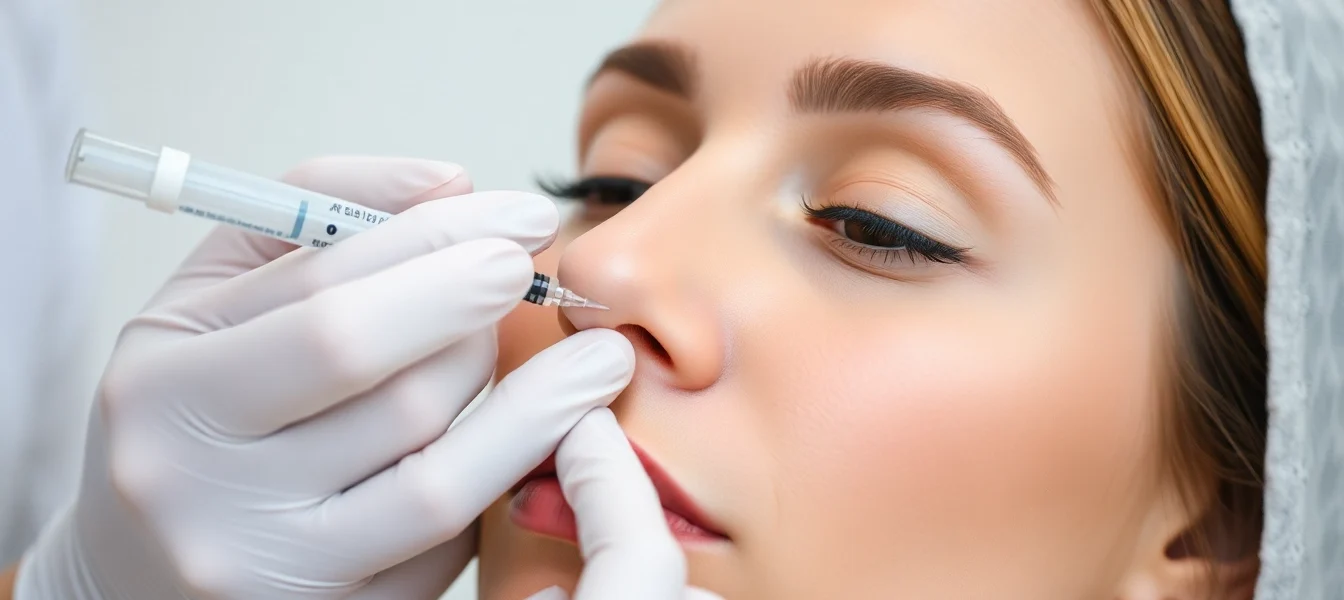 Botox Behandlung: Medical professional carefully performing facial injections for wrinkle reduction in Zürich.