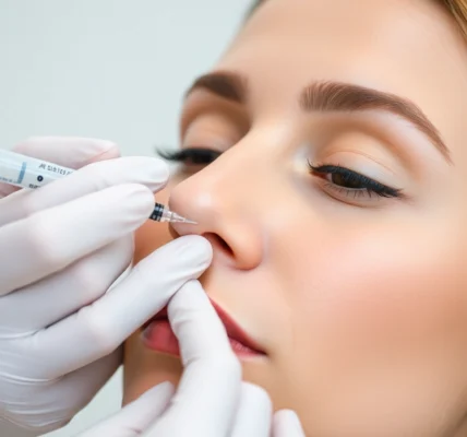 Botox Behandlung: Medical professional carefully performing facial injections for wrinkle reduction in Zürich.