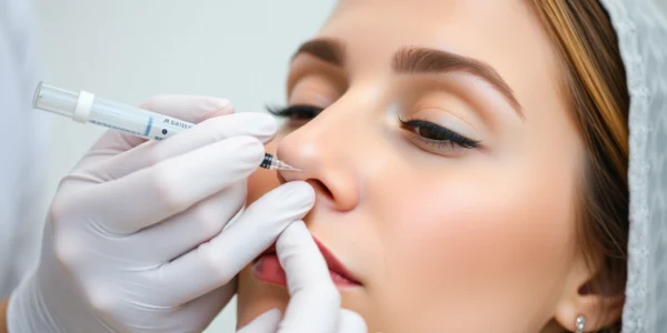 Botox Behandlung: Medical professional carefully performing facial injections for wrinkle reduction in Zürich.