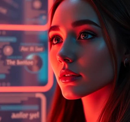 AI girlfriend app interface with a realistic virtual partner engaging in a warm chat, highlighting emotional connection and advanced AI design for user engagement.