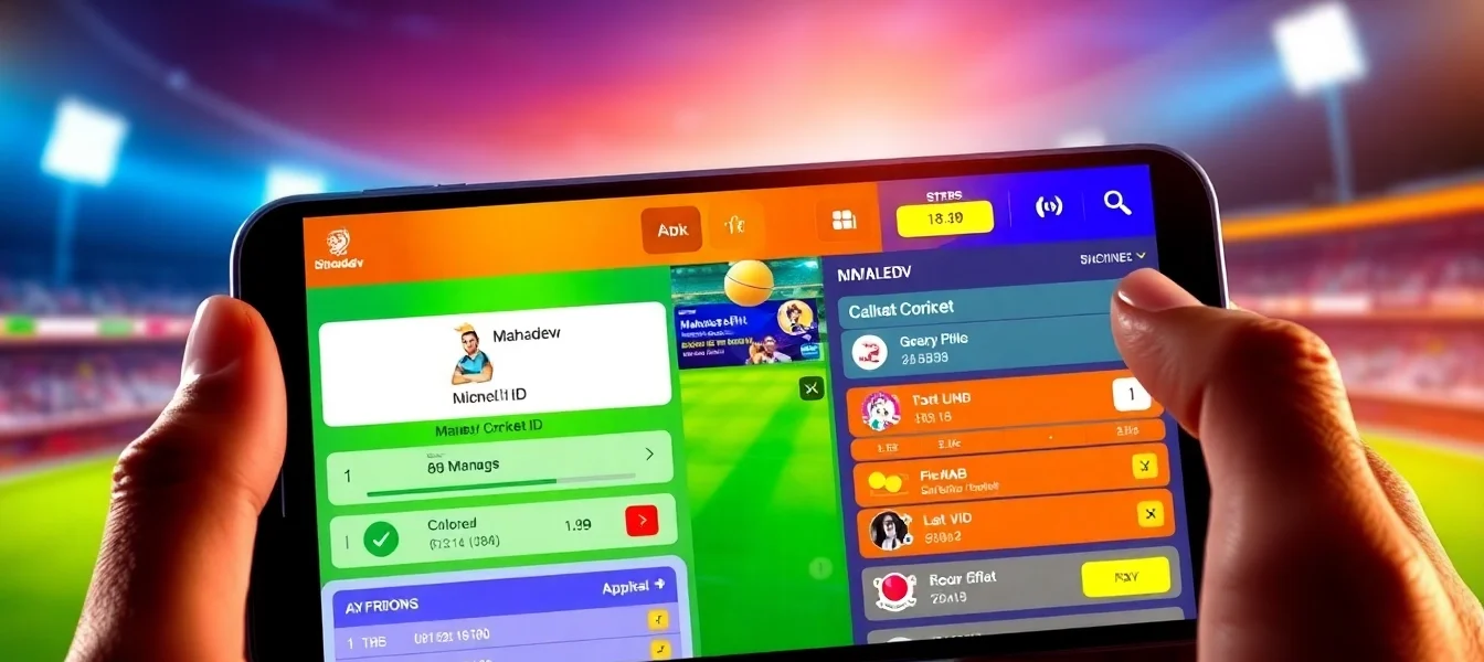 Mahadev Cricket ID creation process on smartphone; a clear view of live cricket scores and betting features for user engagement.