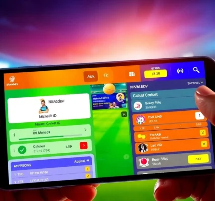 Mahadev Cricket ID creation process on smartphone; a clear view of live cricket scores and betting features for user engagement.