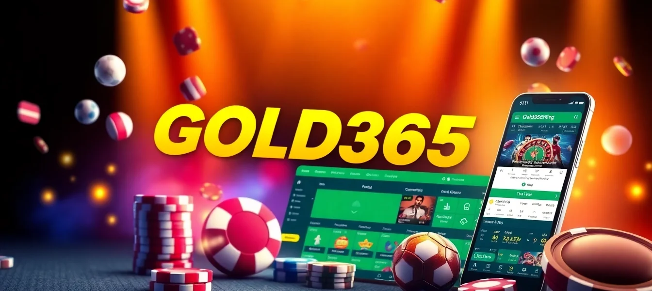 Gold365 online betting platform displaying sports icons, casino games, and a mobile app, inviting users to join a secure, engaging gaming environment.