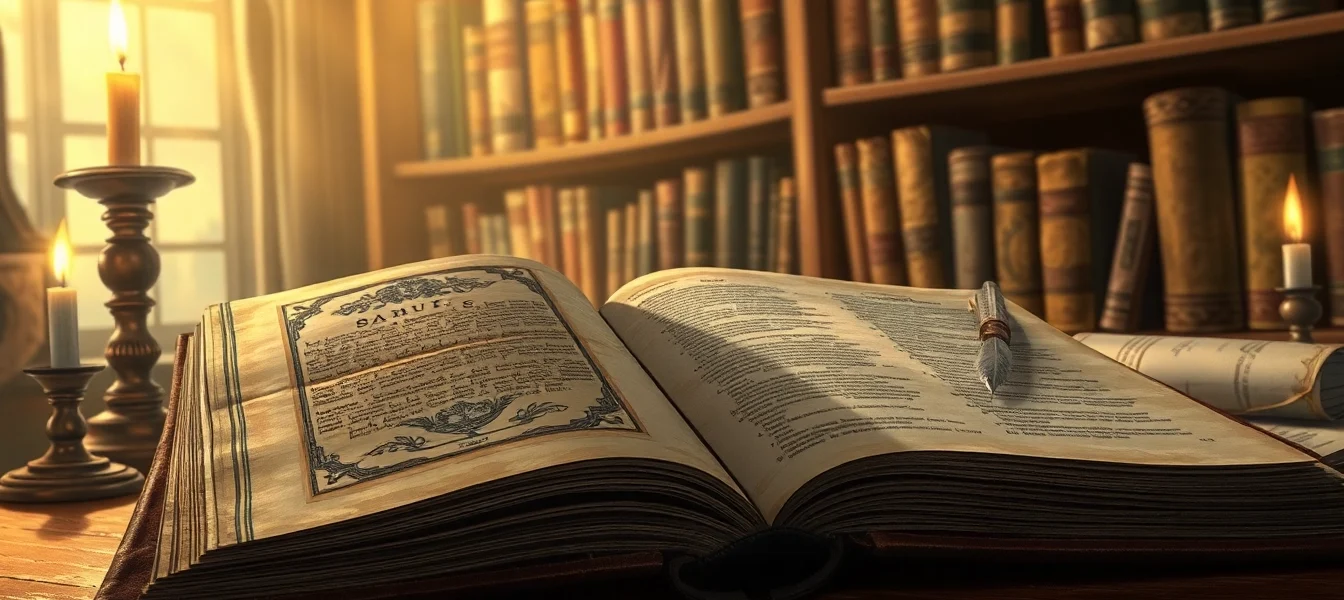 An antique study with old books, parchment, and candlelight, illustrating the historical evolution of the word "smut."