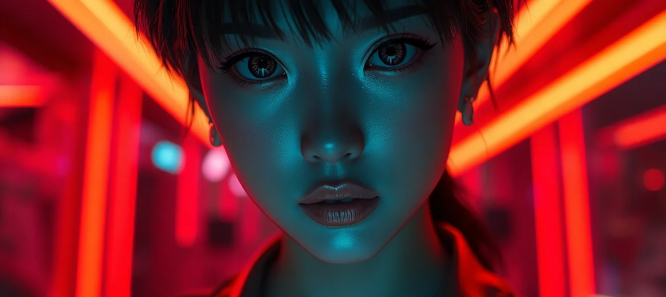 Dynamic AI Porn Generator scene: hyperreal NSFW portrait with neon glow and cinematic depth.