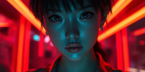 Dynamic AI Porn Generator scene: hyperreal NSFW portrait with neon glow and cinematic depth.