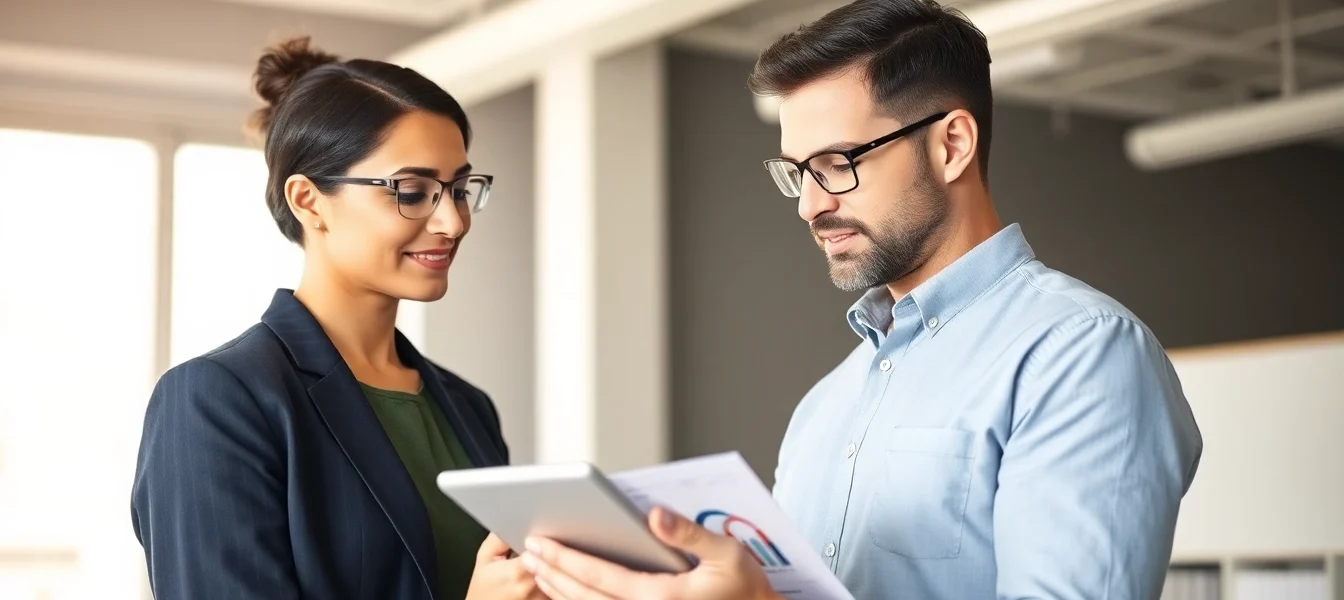 Landlord Updates UK overview with landlord reviewing property data and financial charts on screen