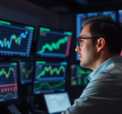 Stock Market Latest News update with financial charts and analyst reviewing data in a