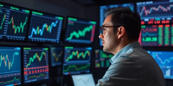 Stock Market Latest News update with financial charts and analyst reviewing data in a