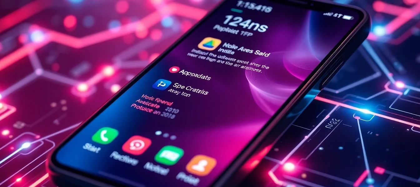 Clean visual of a smartphone showcasing Best Apps Updates with vibrant icons and modern interface