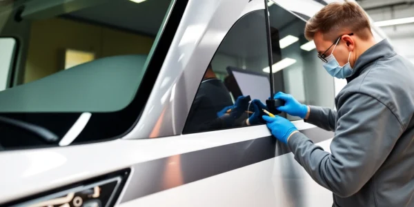 Professional applying Wohnmobil Politursiegelung to enhance shine and protection on a camper