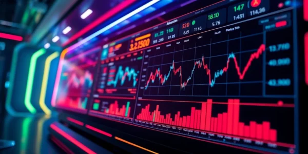 Dynamic aicoin trading interface showing real-time analytics and market trends, emphasizing